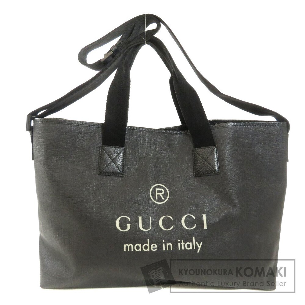 Gucci Trademark Shopping Tote bag black canvas with black leather